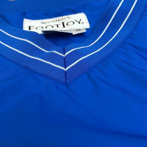 FootJoy Blue with White Trim Women's Water Resistant V-Neck Pullover Medium