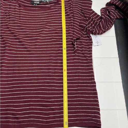 a.n.a  Burgundy & Grey Striped Sweater Long Sleeve Ruffle.