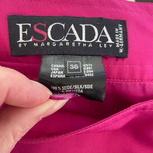 Escada Silk Pencil Skirt Barbie Hot Pink Fuchsia Magenta 36 S