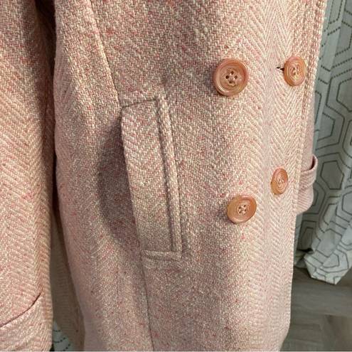 Braetan Pink Tweed Wool blend Double Breasted Pea Coat Women’s Size L Size L