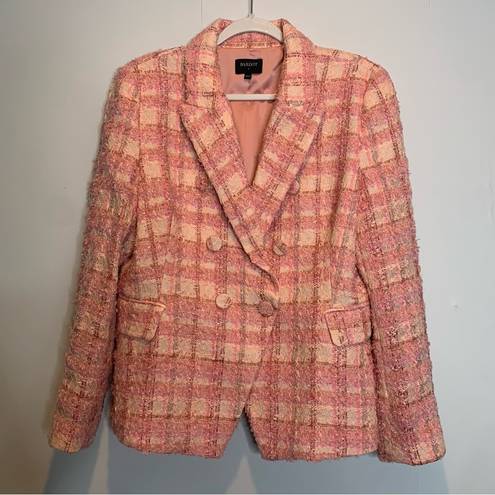 Bardot  Boucle Tweed Blazer Boucle Pink Gold Buttons