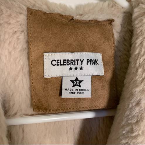 Celebrity Pink  Faux Shearling Vest Camel