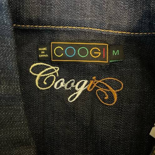 COOGI  Embroidered Crop Denim Jacket Size Medium