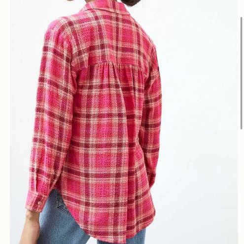 Pilcro  Anthropologie Plaid Button Down Pink