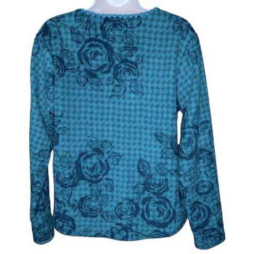 Coldwater Creek  | NEW Green Tonal Floral Printed Fleece Top S 6-8