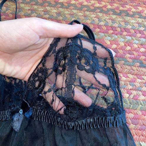 Frederick's of Hollywood VTG SEXY  BLACK LACE TEDDY LINGERIE SLIP