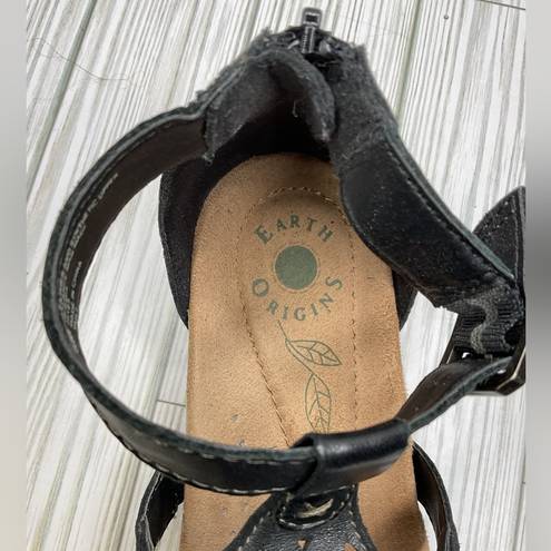 Earth Origins 1194- Womens Hermia Ankle Strap Black/Tan Size 8.5M US