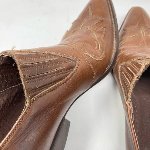 Guess Vintage  Brown Leather Western Cowboy Pointy Toe Booties Boots womens 9