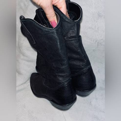 Dingo  Leather Black Boots Steel Toe Detail Sz 8