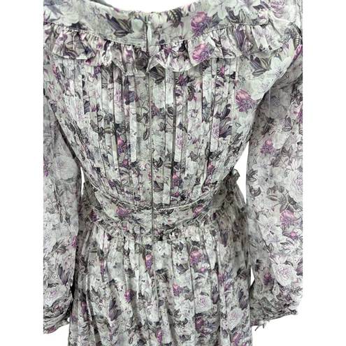 Krass&co Ivy City  Long Sleeve Gray Purple Floral Maxi Dress Size Small