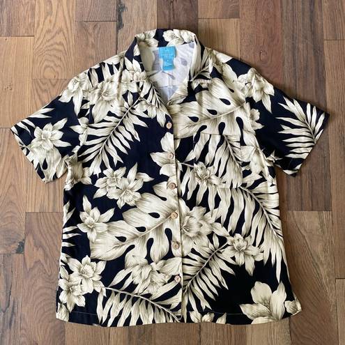 August Silk  Womans Tropical Silk Top Size Medium Summer Vacation