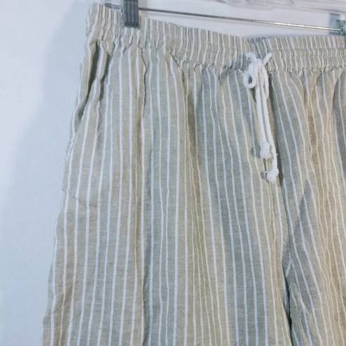 Beach Lunch Lounge Raffia Lightweight Cotton Linen Margot Cropped Pants Size L