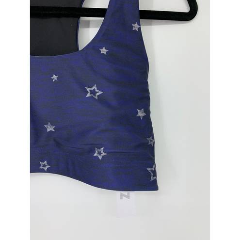 Terez  Sports Bra Women's Sz L Star Print Scoop Neck Activewear Unpadded Blue NWT