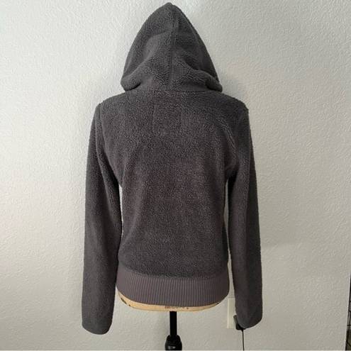 American Eagle  Grey Size S Fuzzy Teddy Full Zip Hooded Jacket Pockets Neutral