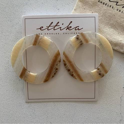 Ettika  x Revolve Clear & Natural Round Flat Hoop Statement Earrings