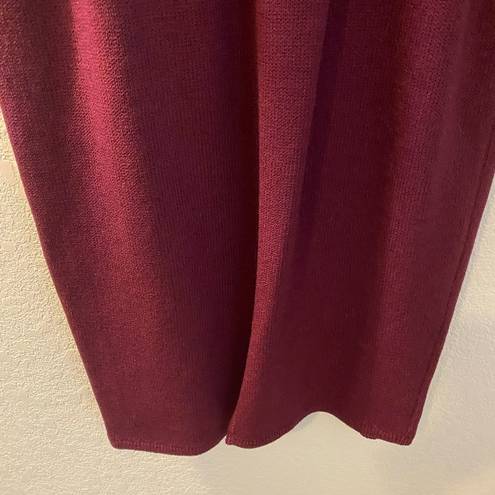 St. John  Marie Gray Burgundy Santana Knit Midi Dress Shoulder Buttons Size 6