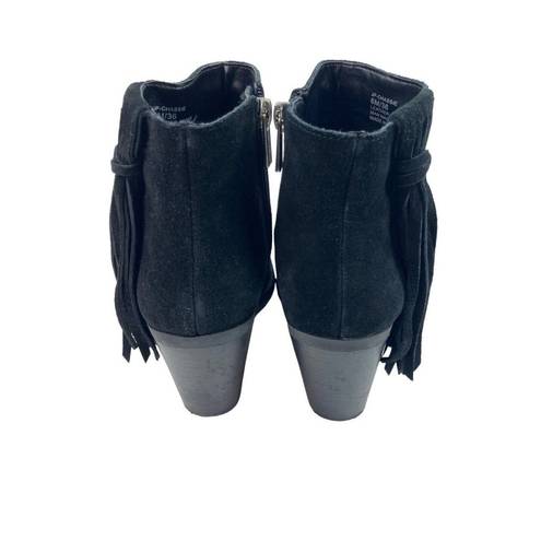 Jessica Simpson  Chassie Black Suede Leather Fringe Ankle Boot Booties Womens 6M