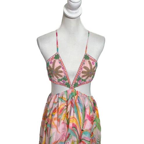 Rococo  SAND Rio Beaded High Low Dress Multicolor Tropical Women Size L New $594