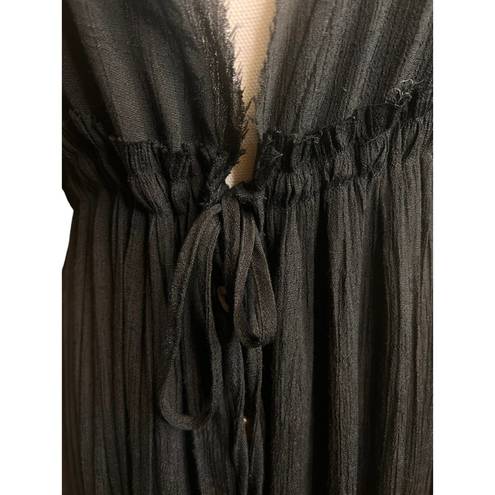 Flawless  Size Small Black Maxi Dress Deep Plunge Neckline Open Back Empire