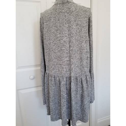 Gibson  Look Cardigan Womens Open Front Long Sleeve Gathered Back Heather Gray XL