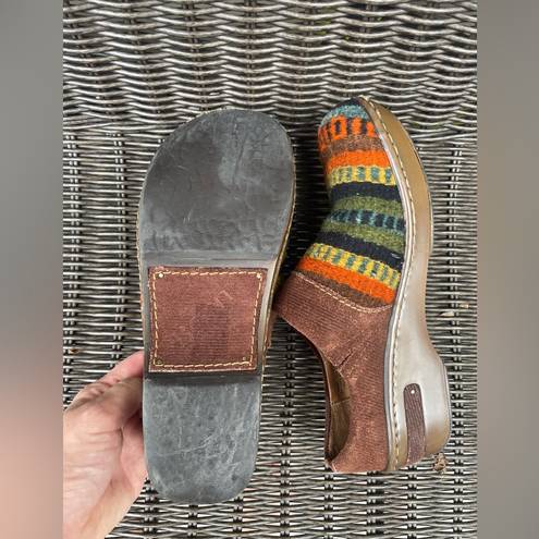 Born Kimmy Women's‎ Size 6 Wool Southwestern Clogs Mules Shoes Brown Multicolor