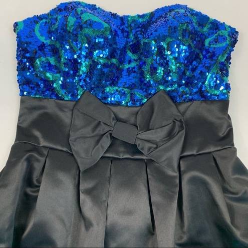 Hannah S Sequin Satin Semi Formal Strapless Dress