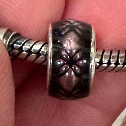 Pandora  Purple Dew Floral Silver Vintage Spacer retired Charm