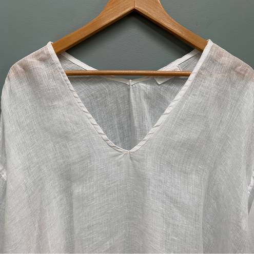 CP Shades  Long Sleeve Linen Top in White L