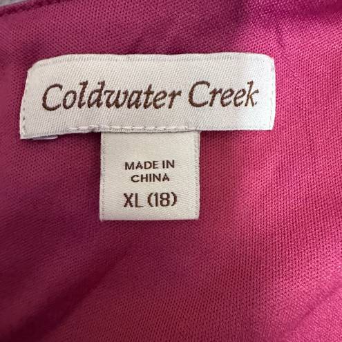 Coldwater Creek  Raspberry Pink Lacy bottom; keyhole back Tank Top; size XL/18