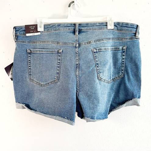 Ava & Viv  Shorts Denim Jean Mid-Rise Midi 4” Rolled Cuff Button Fly Sz 22W NWT