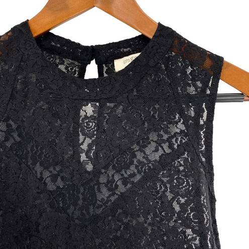 Umgee  Women’s Sheer Black Lace Tank Tunic Top Blouse