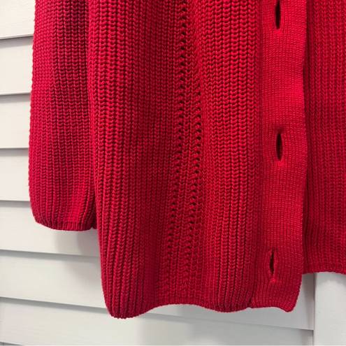 Coldwater Creek Red Knit Cardigan PM Petite Medium