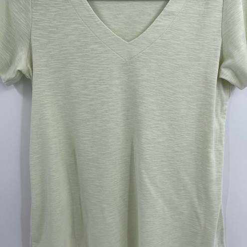 J.Jill Pima Slub Knit V Neck Cotton Yellow Slit Shirt Short Sleeve Tee Size Xs