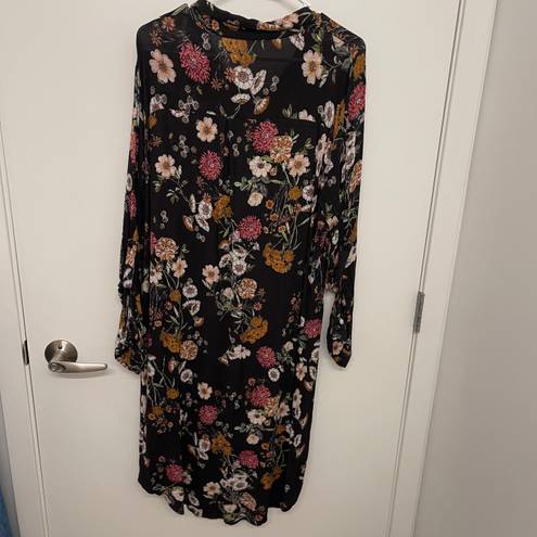 Boohoo Floral Long Sleeve Button Down Dress