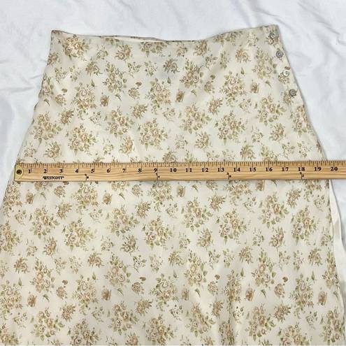 White House | Black Market  Floral Cream Skirt 100% Silk Lightweight Sz 10 Lined