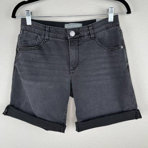 Bermuda Ab Solution Mid Rise Black Denim Roll Cuff  Shorts Size 2 28 Waist NWT