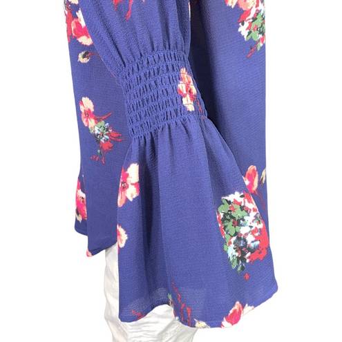 Isabel Maternity  Womens Floral Bell Sleeve Pullover Blouse Tunic Top XS Like New