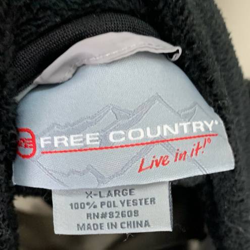 Free Country  Black Fuzzy Fleece Full Zip Up Jacket coat size XL