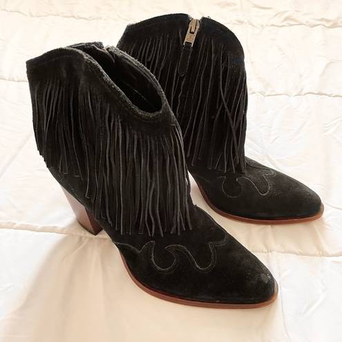 Sam Edelman  Bennie Black Fringe Western Booties