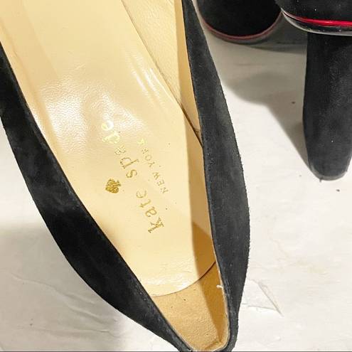 Kate Spade  Size 10B Black Suede Leather Round Toe Square Heel Shoes