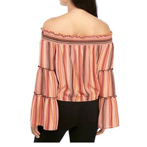 Wonderly  Striped Bohemian Flare Bell Sleeve OTS Blouse S