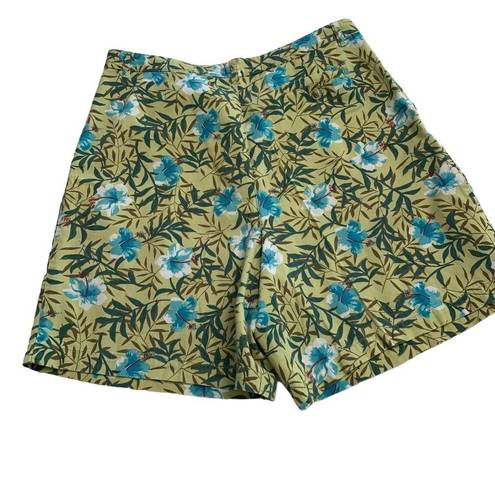 White Stag Vintage  1990s Tropical Print High Waisted Bermuda Shorts / Size 16