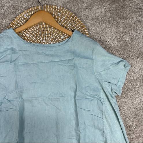 J.Jill  Love Linen Scoop Neck Mixed Media Short Sleeve Textured Swing Top XSP