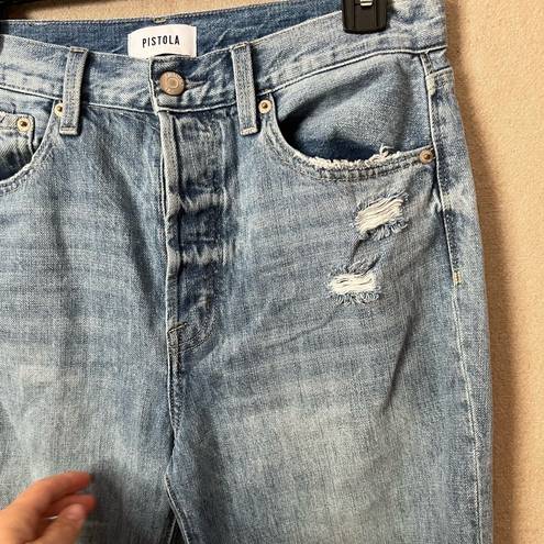 Pistola  Cassie Super High Rise Straight Leg Distressed Jeans Ripped Size 28
