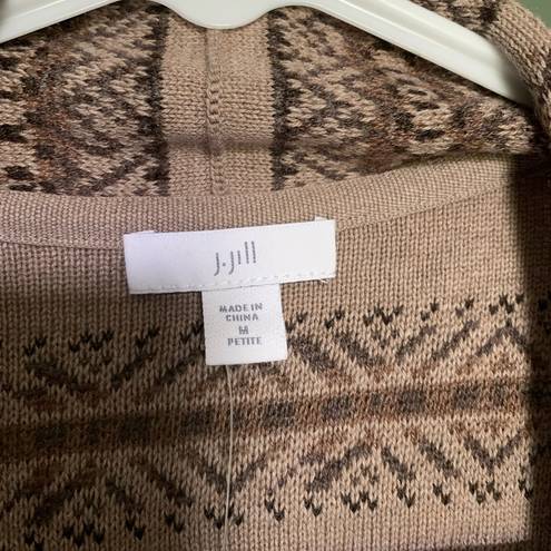 J.Jill NWT  Open Front Cardigan Tan & Brown M Petite