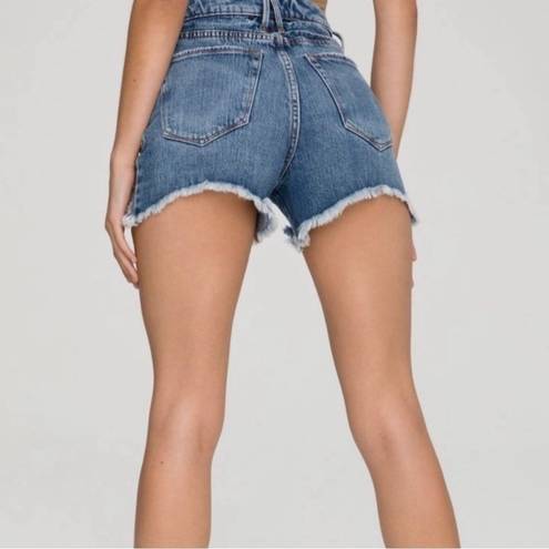 Good American  Bombshell Distresses Button Fly Denim Shorts- Size 8 (29)