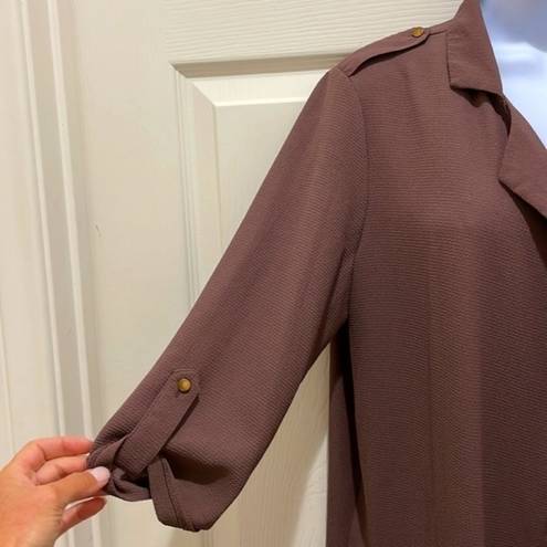 Haute Monde  Long Brown Mid Sleeve Duster