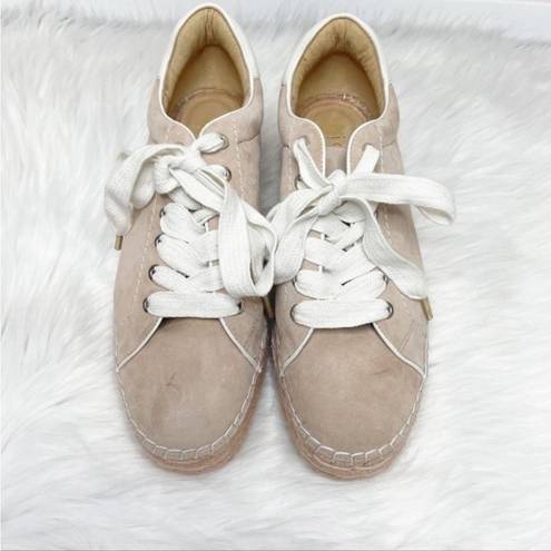 Joie  Dabna Suede Platform Espadrille Sneaker Size 39 Blush Pink Low Top