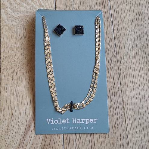 Harper Violet  Gold Chain accented w/ onyx studs.