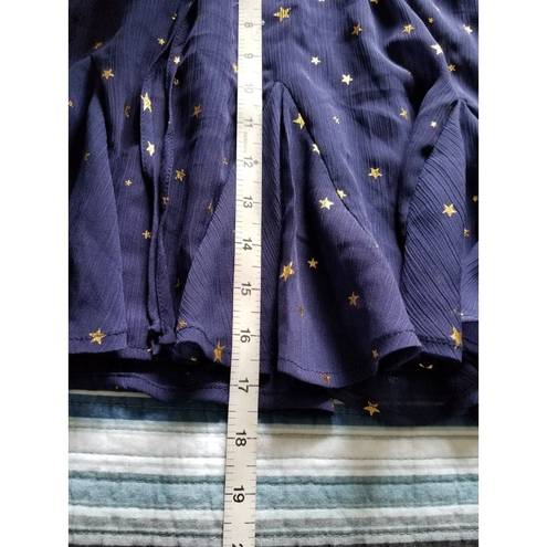 The Row  A Women Navy Blue Mini Skater Skirt w/ Gold Stars Size M